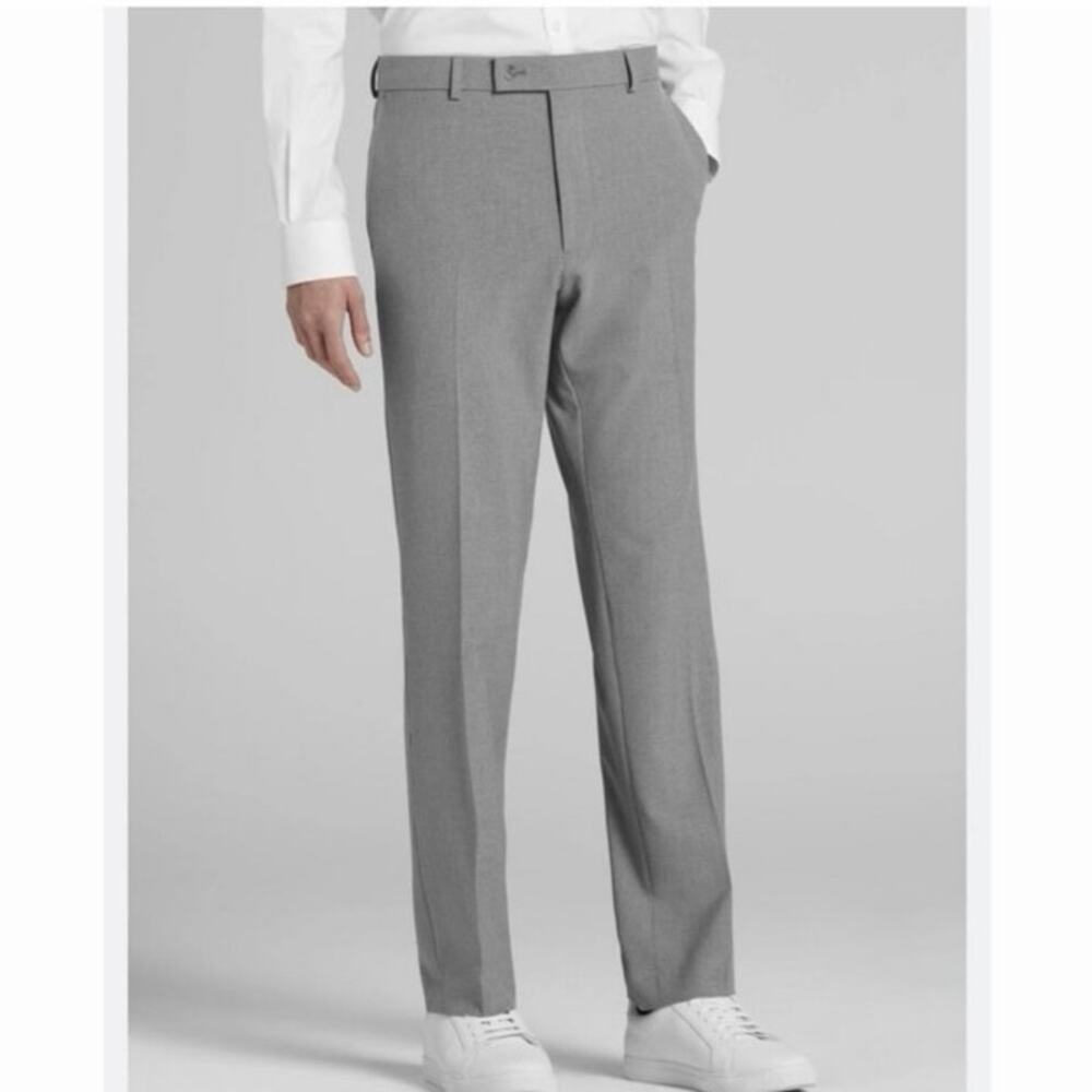 Egara Gray 100% Wool Modern Fit Flat Front Dress Pants Men’s 36x32 Slacks